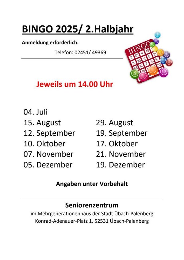 Bingo im Seniorenzentrum