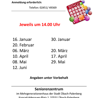 Bingo 1. Halbjahr 2026